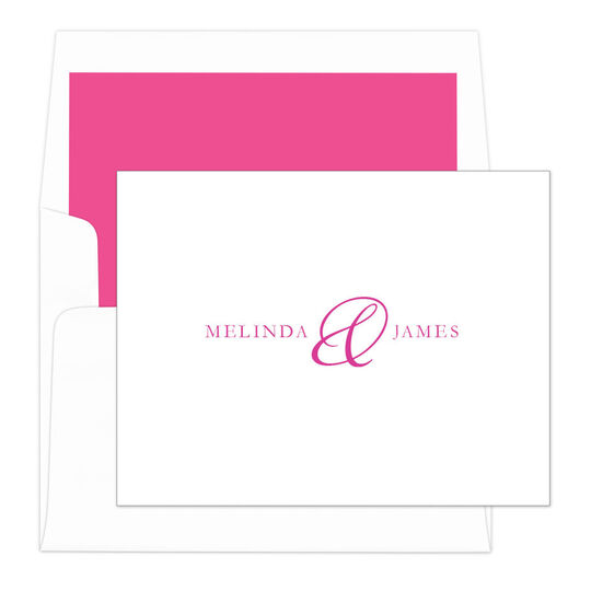 Elegant Ampersand Folded Note Cards - Raised Ink